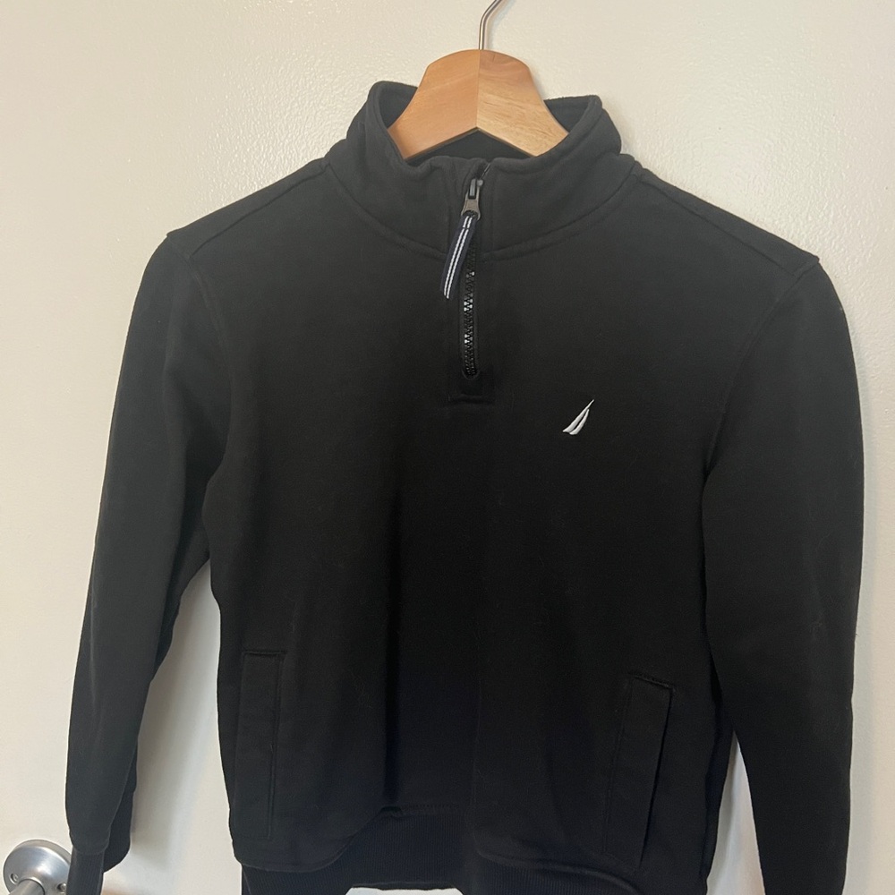 Nautica Boys Black Quarter-Zip Sweater